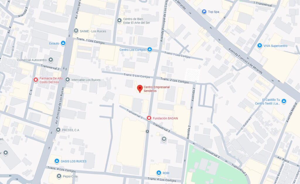 Ubicación Veniber en Google Maps mapa Centro Empresarial Senderos Los Cortijos de Lourdes